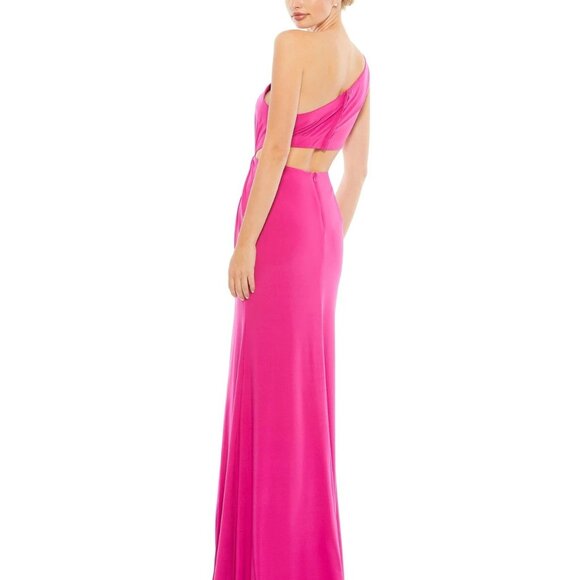 NWT‎ MAC DUGGAL One Shoulder Ruched Cut Out Jersey Gown Dress PINK  70244 - Picture 4 of 5
